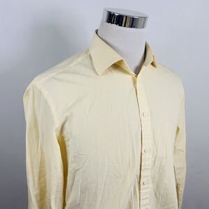 Charles Tyrwhitt 16.5 33 Extra Slim Fit Dress Shirt Yellow Striped 100% Cotton